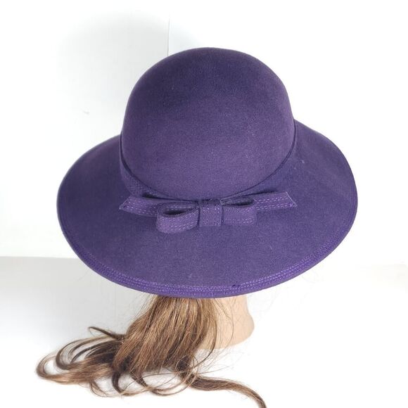 Adolfo II Women's Vtg Esccello Purple 100% Wool Felted OS Fedora Hat - Picture 4 of 13